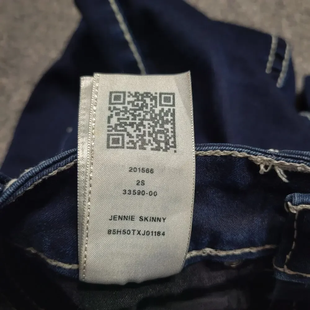 True Religion Jeans Women 25 Blue Jennie Curvy Skinny Chunky Stitch Streetwear